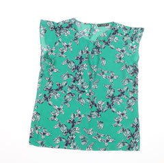 Dunnes Stores Women's Green Butterfly Blouse Size 14 Sleeveless