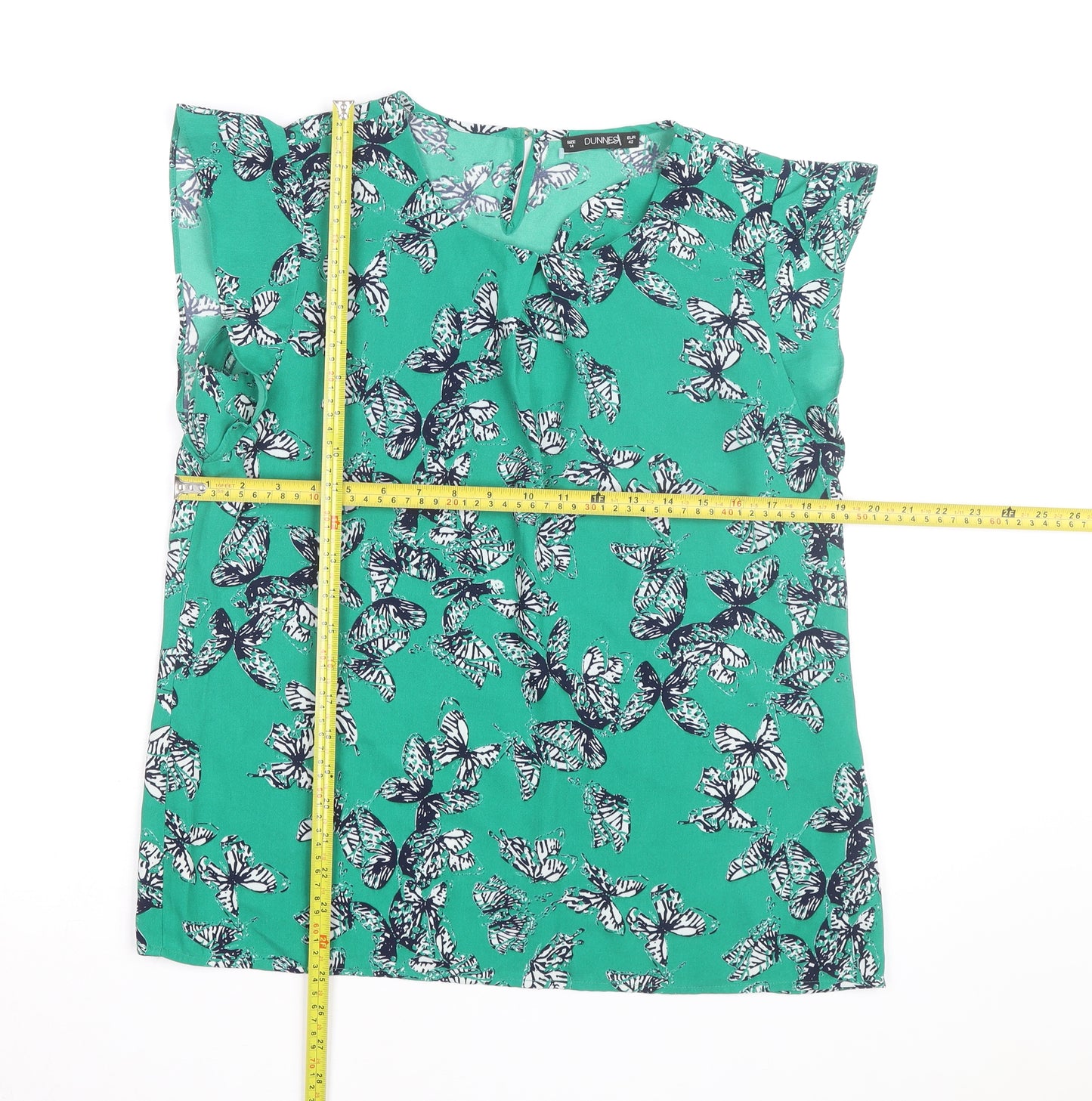 Dunnes Stores Women's Green Butterfly Blouse Size 14 Sleeveless