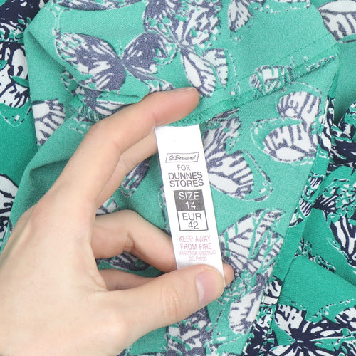 Dunnes Stores Women's Green Butterfly Blouse Size 14 Sleeveless