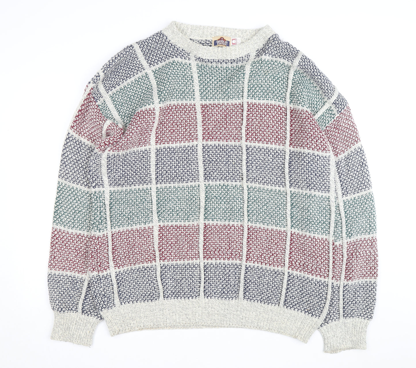 American Edition Men's Multicoloured XL Chunky Knit Cotton Jumper