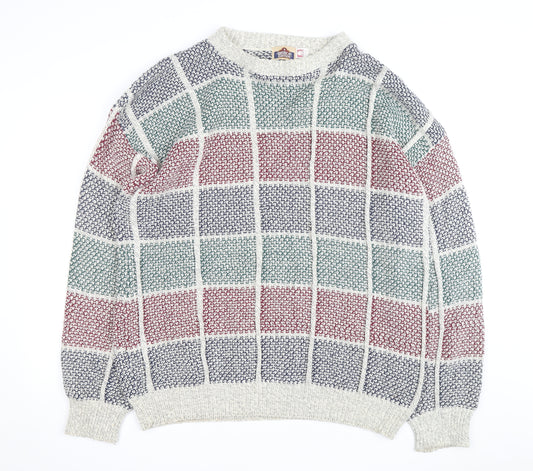 American Edition Men's Multicoloured XL Chunky Knit Cotton Jumper