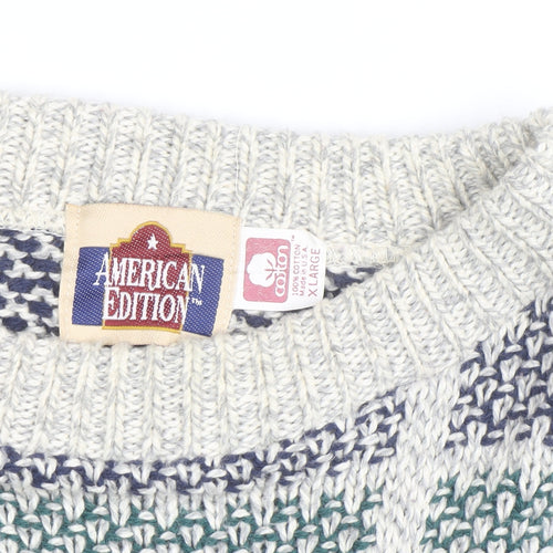 American Edition Men's Multicoloured XL Chunky Knit Cotton Jumper