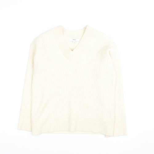Marks and Spencer Women’s Ivory V-Neck Knit Jumper Size S