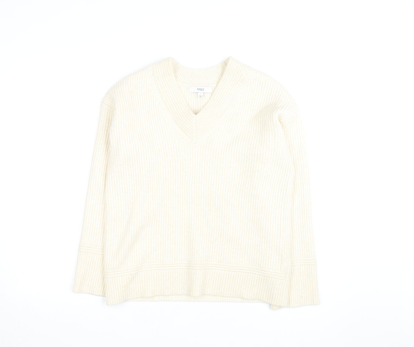 Marks and Spencer Women’s Ivory V-Neck Knit Jumper Size S