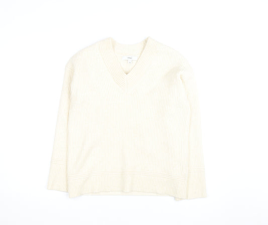 Marks and Spencer Women’s Ivory V-Neck Knit Jumper Size S
