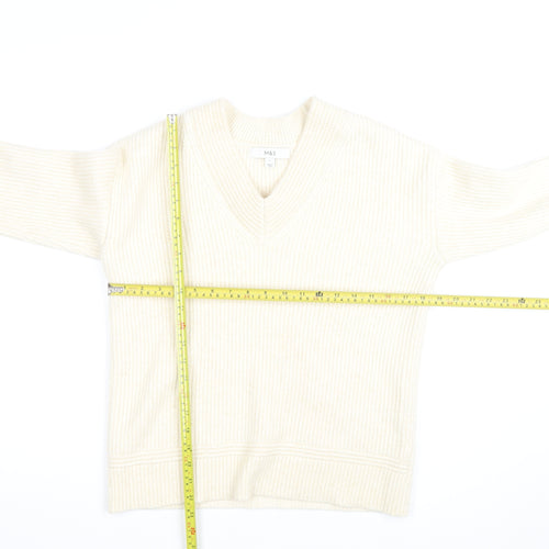 Marks and Spencer Women’s Ivory V-Neck Knit Jumper Size S