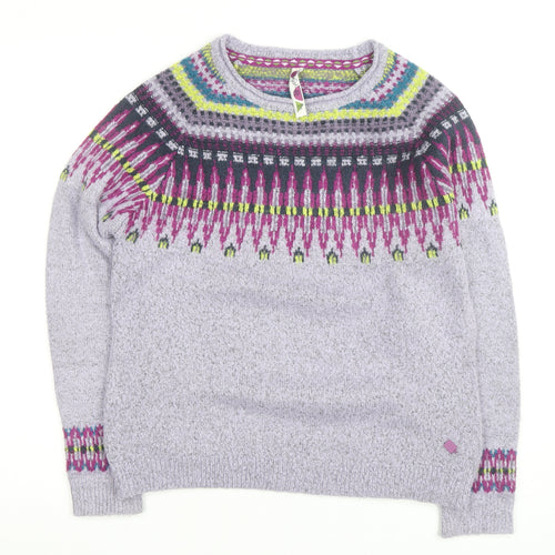 Weird Fish Women's Purple Fair Isle Knit Jumper Size 12