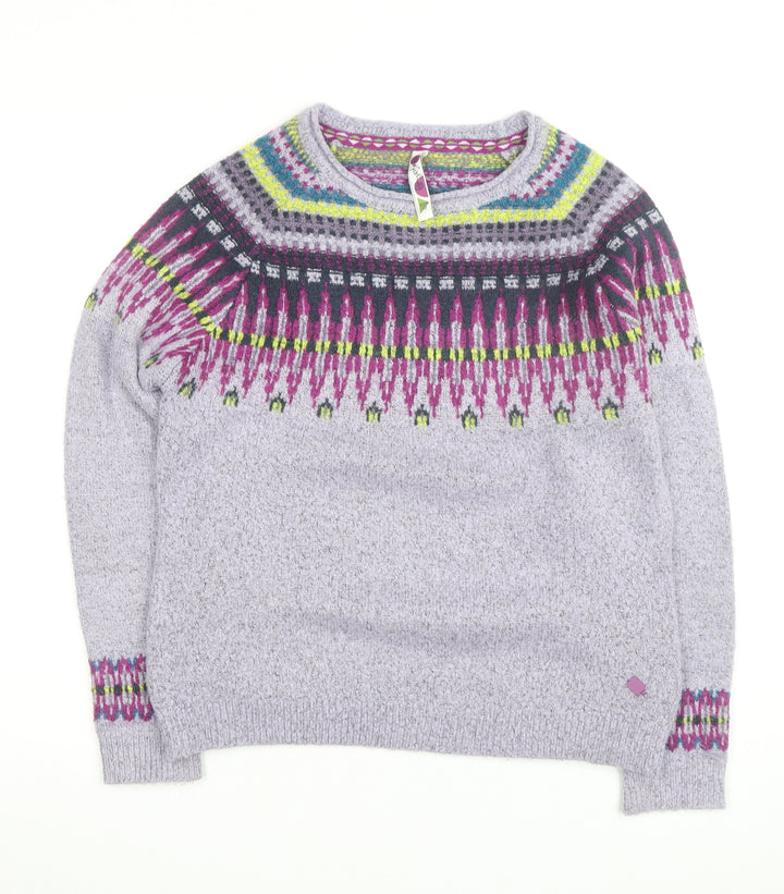 Weird Fish Women's Purple Fair Isle Knit Jumper Size 12