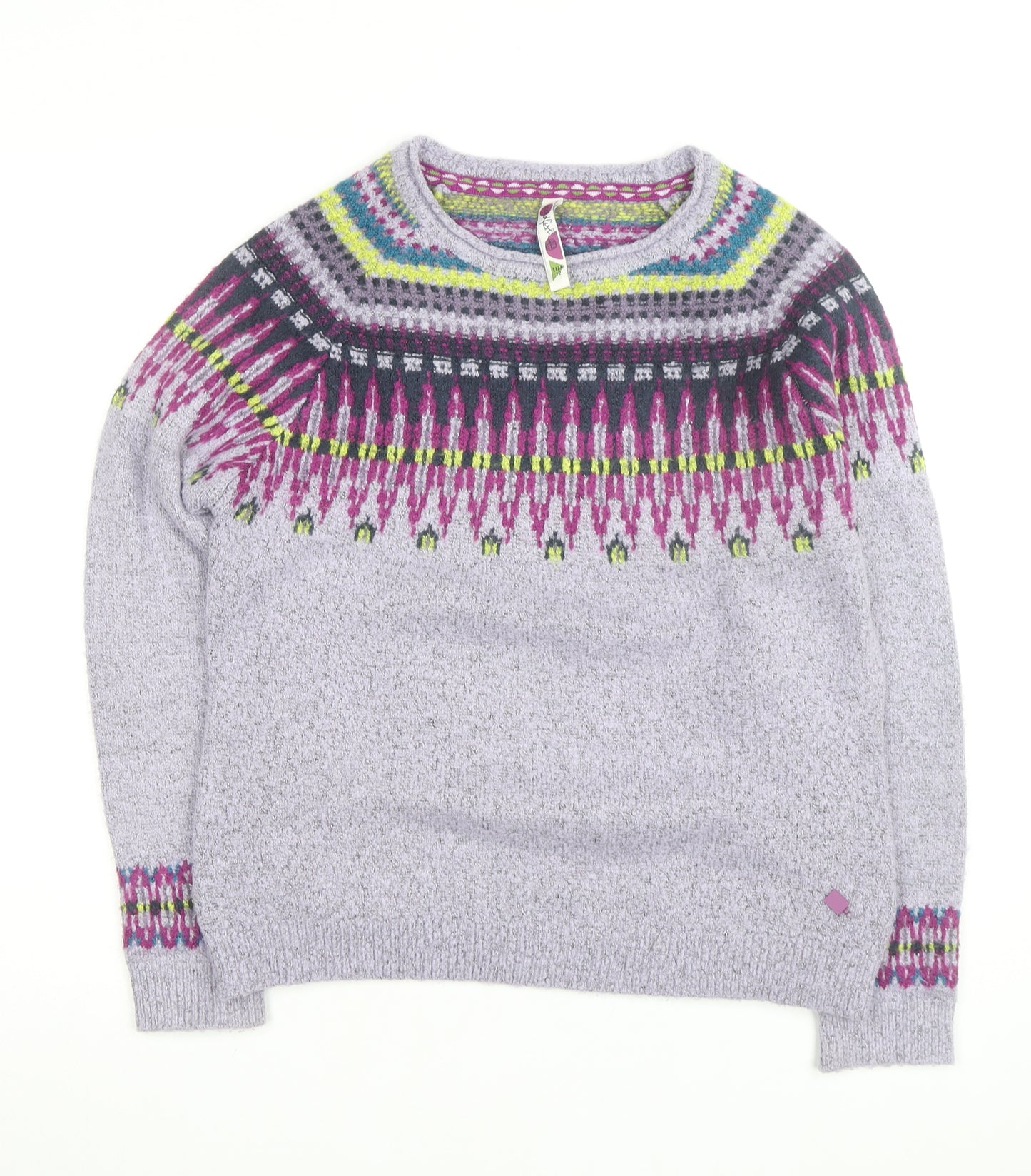 Weird Fish Women's Purple Fair Isle Knit Jumper Size 12