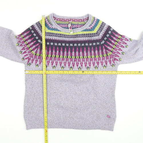 Weird Fish Women's Purple Fair Isle Knit Jumper Size 12