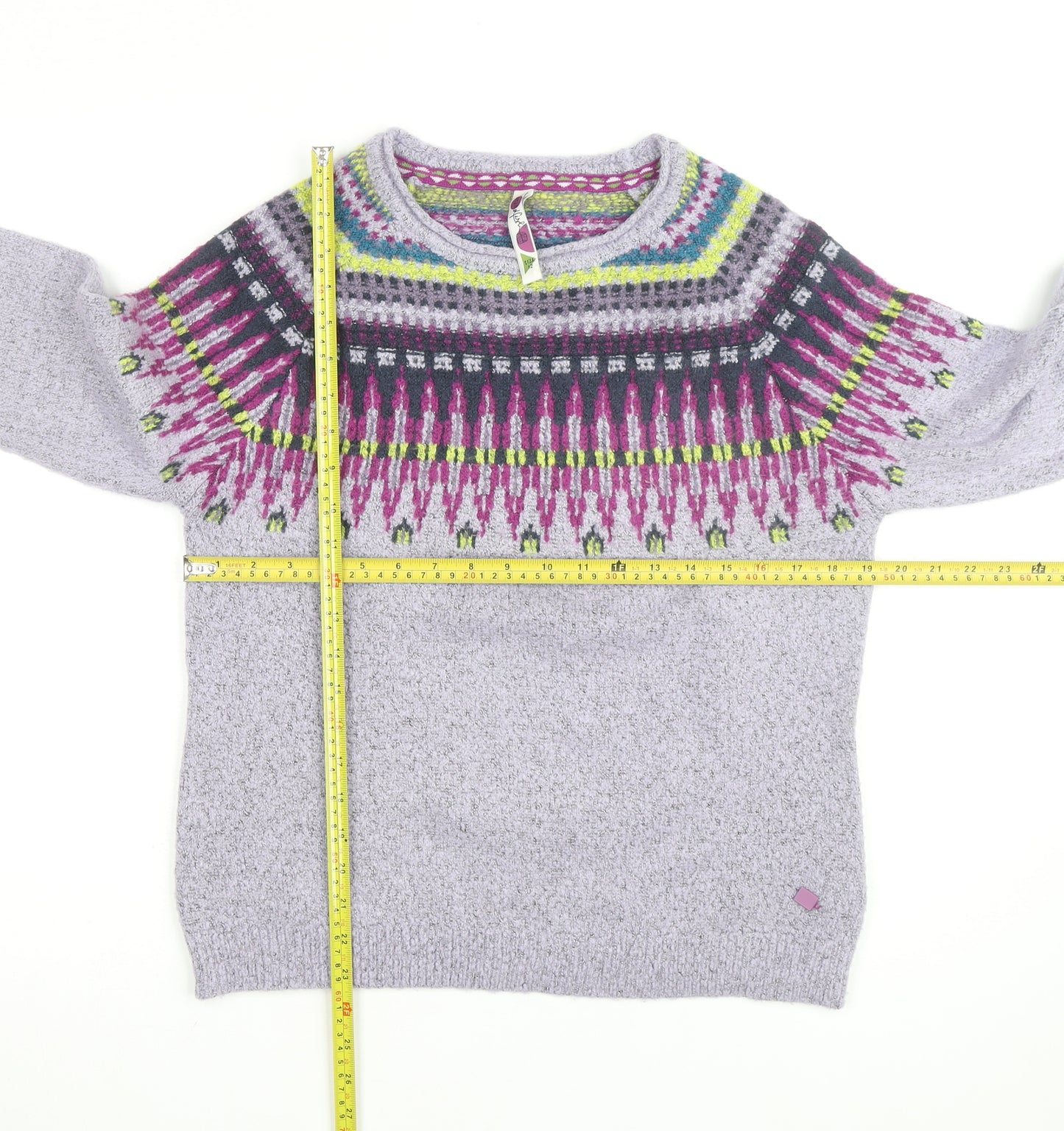 Weird Fish Women's Purple Fair Isle Knit Jumper Size 12