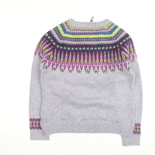 Weird Fish Women's Purple Fair Isle Knit Jumper Size 12