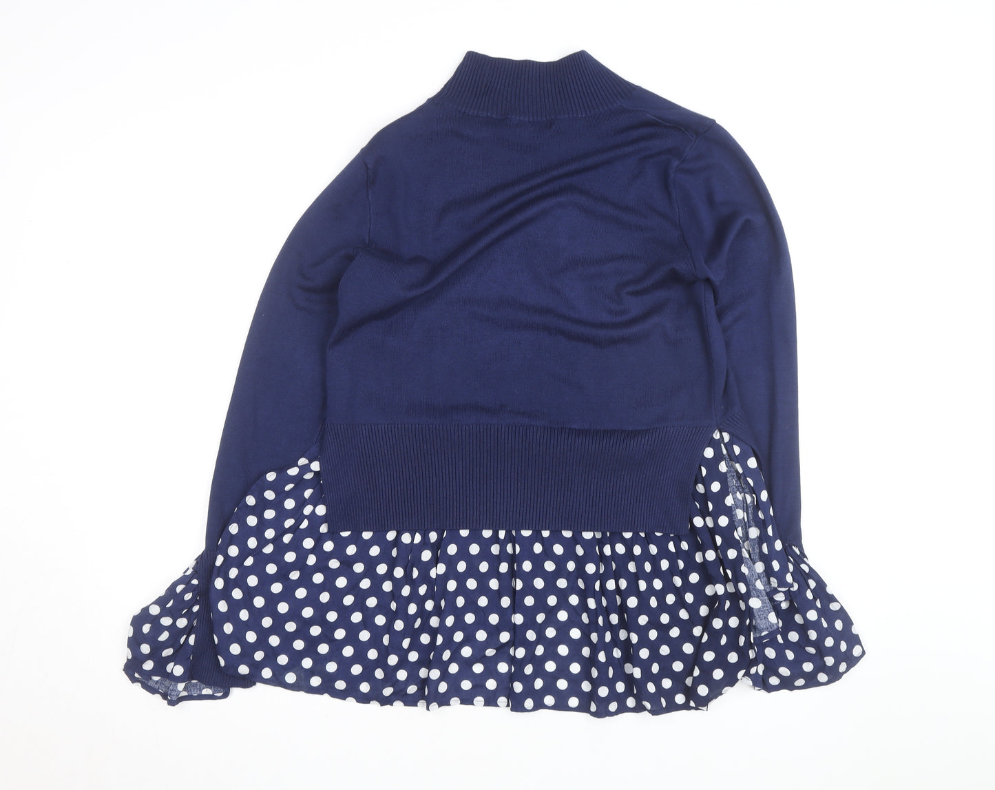 Quiz Women’s Blue Polka Dot Roll Neck Tunic Blouse Size M