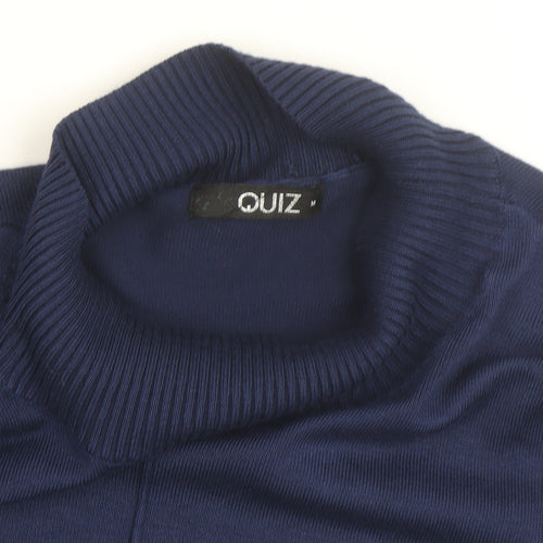 Quiz Women’s Blue Polka Dot Roll Neck Tunic Blouse Size M