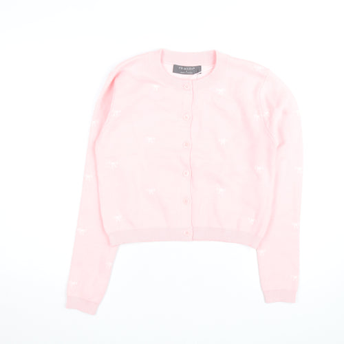 Primark Women Pink Cardigan Knit Jumper M Crew Neck Long Sleeve