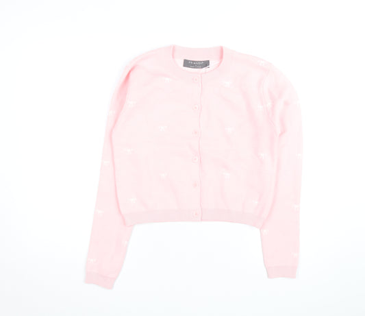 Primark Women Pink Cardigan Knit Jumper M Crew Neck Long Sleeve