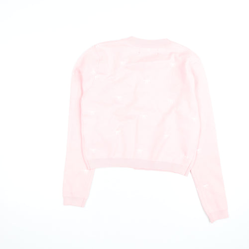 Primark Women Pink Cardigan Knit Jumper M Crew Neck Long Sleeve