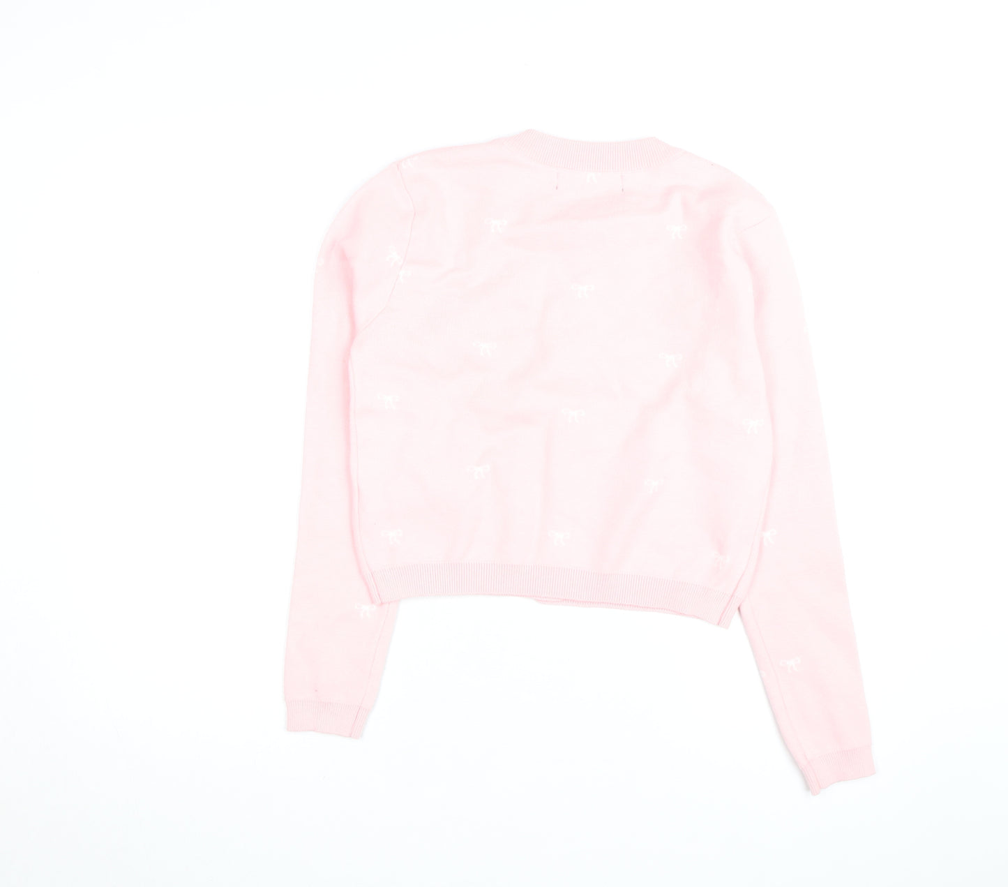 Primark Women Pink Cardigan Knit Jumper M Crew Neck Long Sleeve