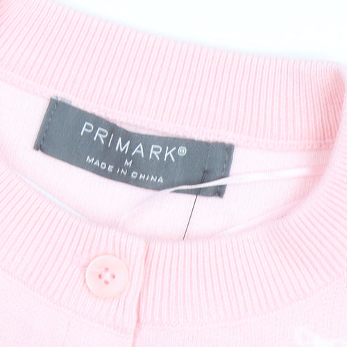 Primark Women Pink Cardigan Knit Jumper M Crew Neck Long Sleeve