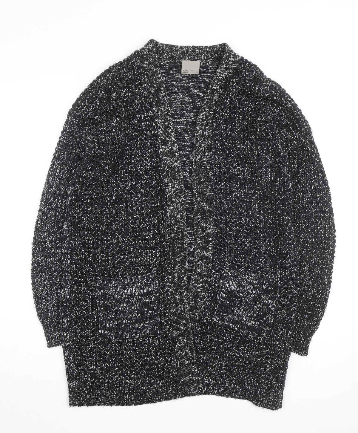 Vero Moda Women's Black Chunky Knit Open Cardigan M