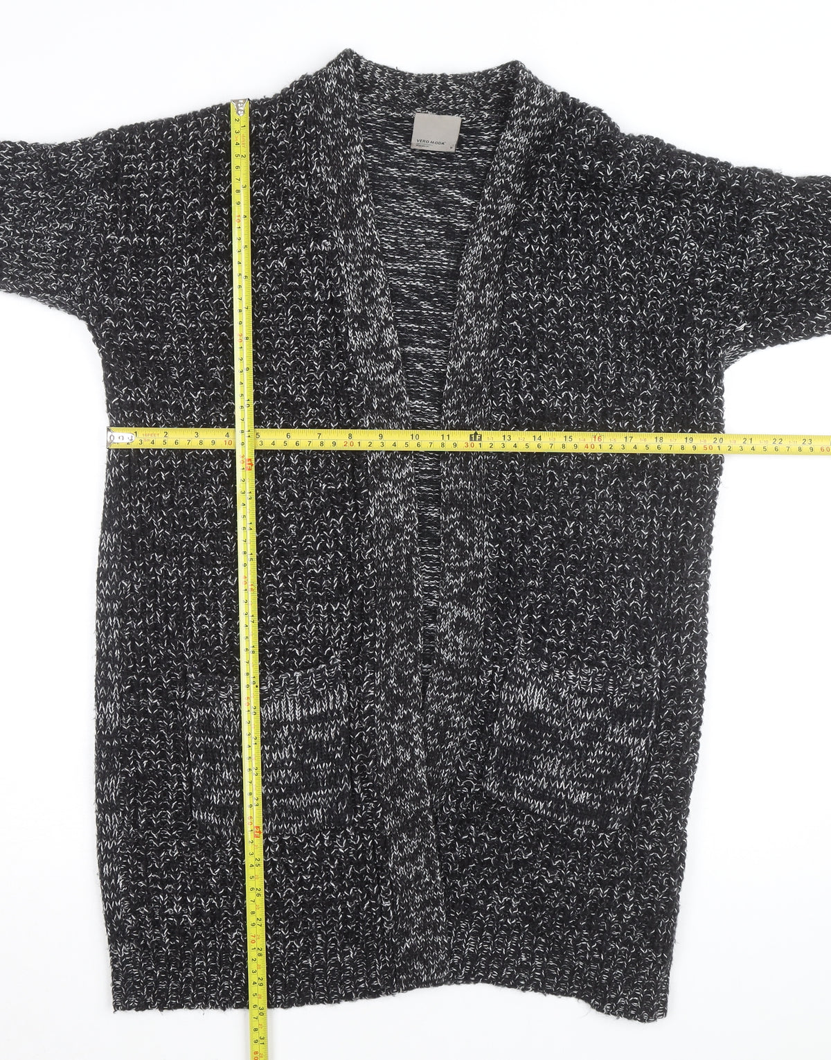 Vero Moda Women's Black Chunky Knit Open Cardigan M