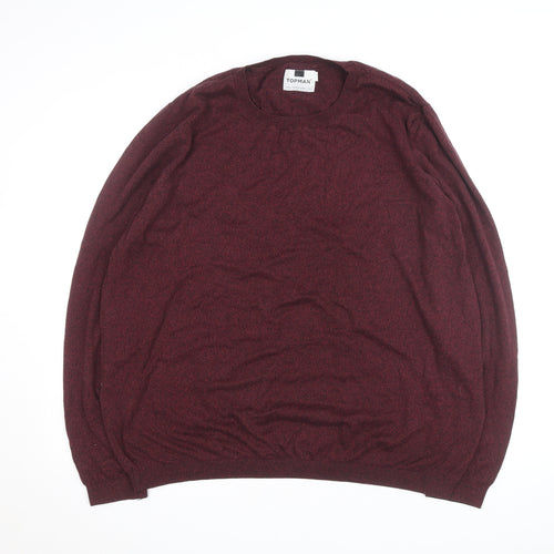 Topman Men's Red XL Cotton Blend Crew Neck Jumper