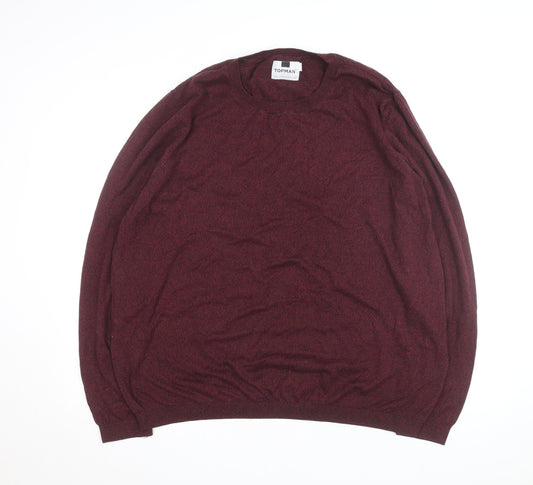 Topman Men's Red XL Cotton Blend Crew Neck Jumper
