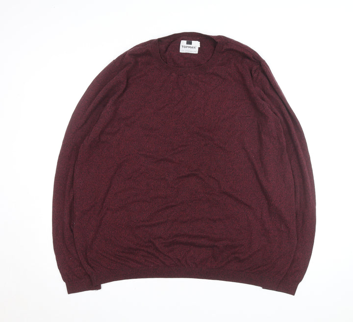 Topman Men's Red XL Cotton Blend Crew Neck Jumper