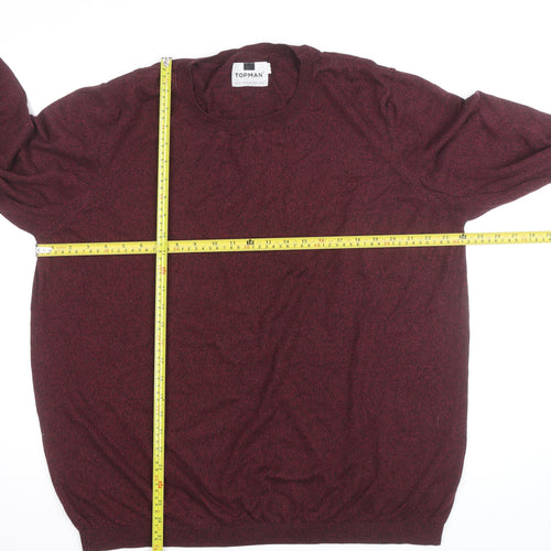Topman Men's Red XL Cotton Blend Crew Neck Jumper