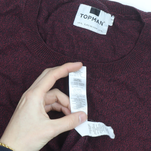 Topman Men's Red XL Cotton Blend Crew Neck Jumper