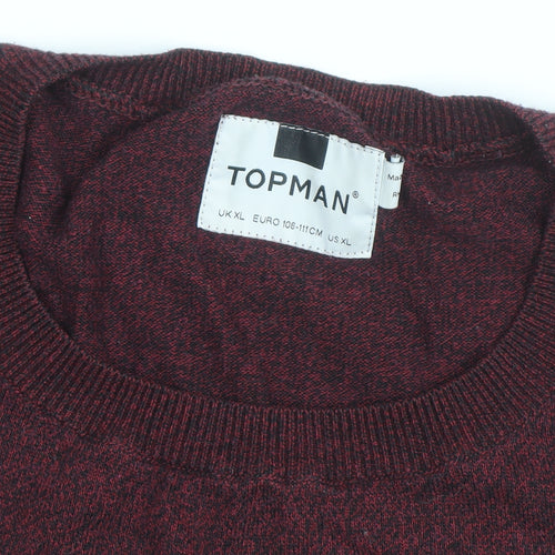 Topman Men's Red XL Cotton Blend Crew Neck Jumper