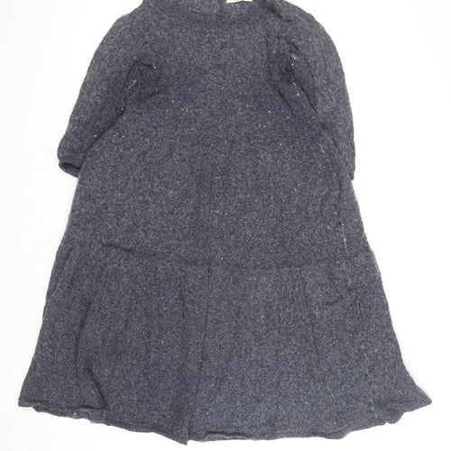 White Stuff Women's Blue Wool Blend A-Line Dress UK 10