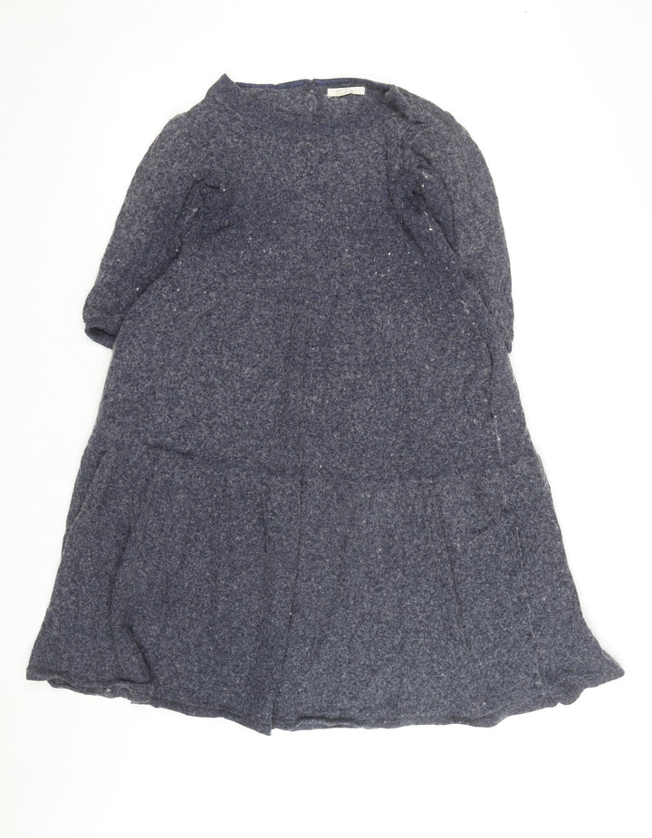 White Stuff Women's Blue Wool Blend A-Line Dress UK 10