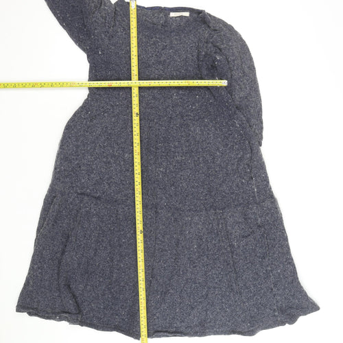 White Stuff Women's Blue Wool Blend A-Line Dress UK 10
