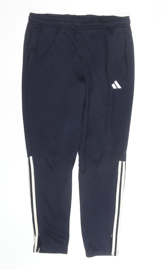 Adidas Men's Blue Track Pants L Tapered Fit AEROREADY Activewear