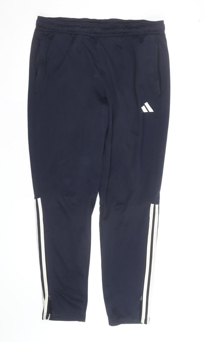 Adidas Men's Blue Track Pants L Tapered Fit AEROREADY Activewear