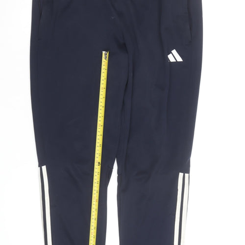 Adidas Men's Blue Track Pants L Tapered Fit AEROREADY Activewear
