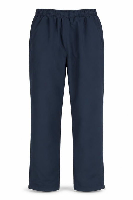 Front view of Dunlop Men's Blue L Track Pants Lightweight Woven Polyester Trousers