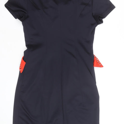 Collection London Women's Black Red Beaded Sheath Dress Size 12