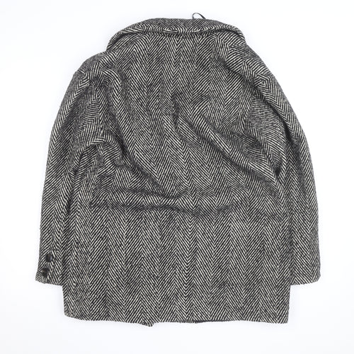 Dunnes Stores Women's Grey Herringbone Wool Blend Pea Coat Size 12