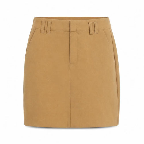 Zara Women Beige Cotton Twill Knee Length Pencil Skirt S
