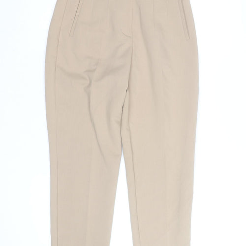 Zara Women Beige High Waist Tapered Trousers Size S