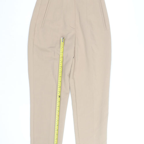 Zara Women Beige High Waist Tapered Trousers Size S