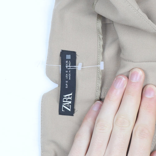 Zara Women Beige High Waist Tapered Trousers Size S