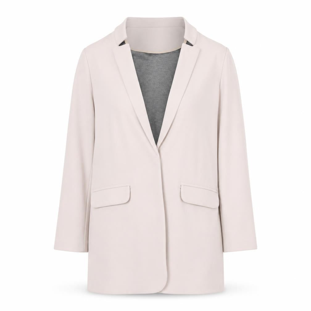 Front view of Gallery Women’s Beige Mid-Length Open Coatigan L