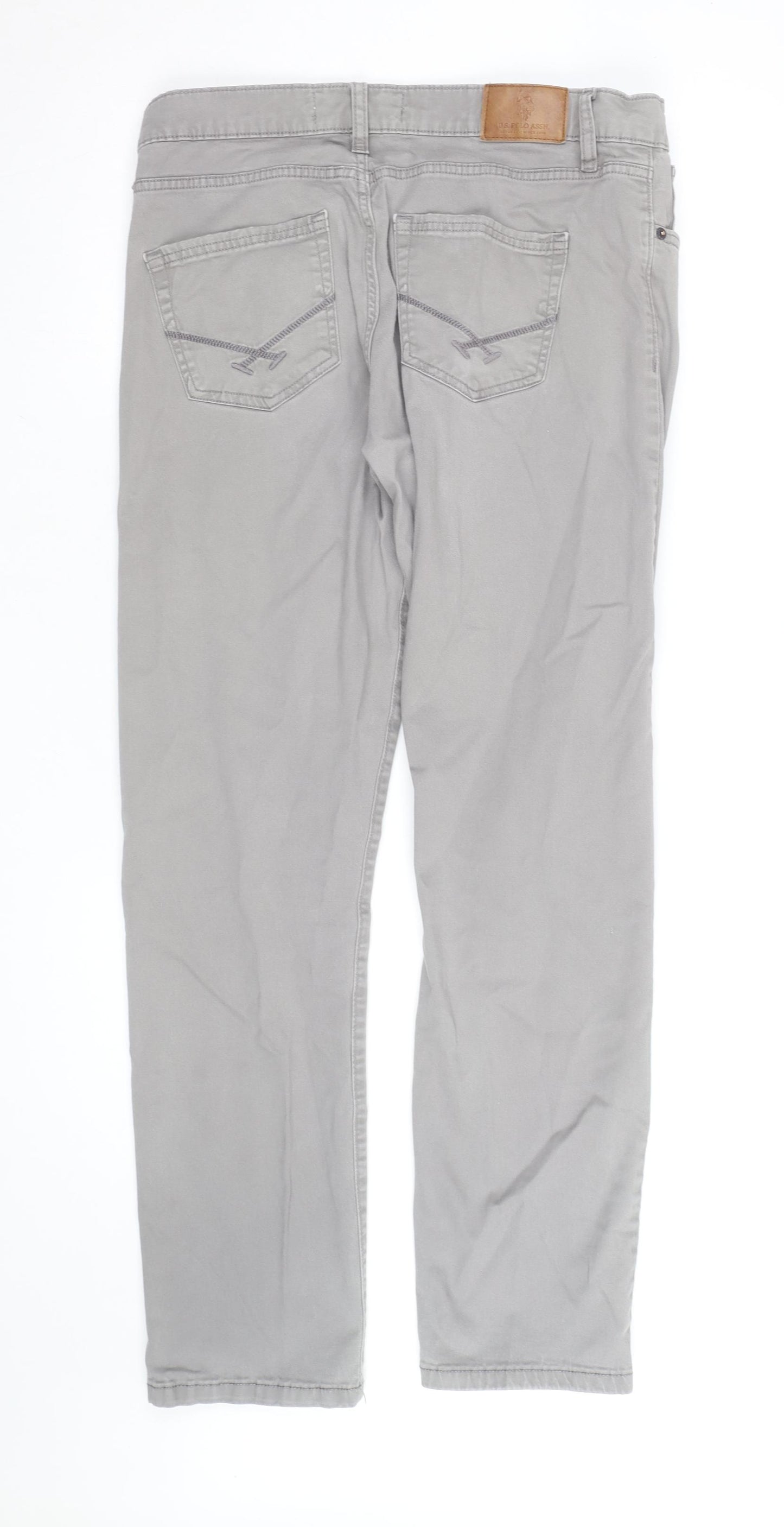 U.S. Polo Assn. Men's Grey Chino Trousers Size 32 Regular Fit