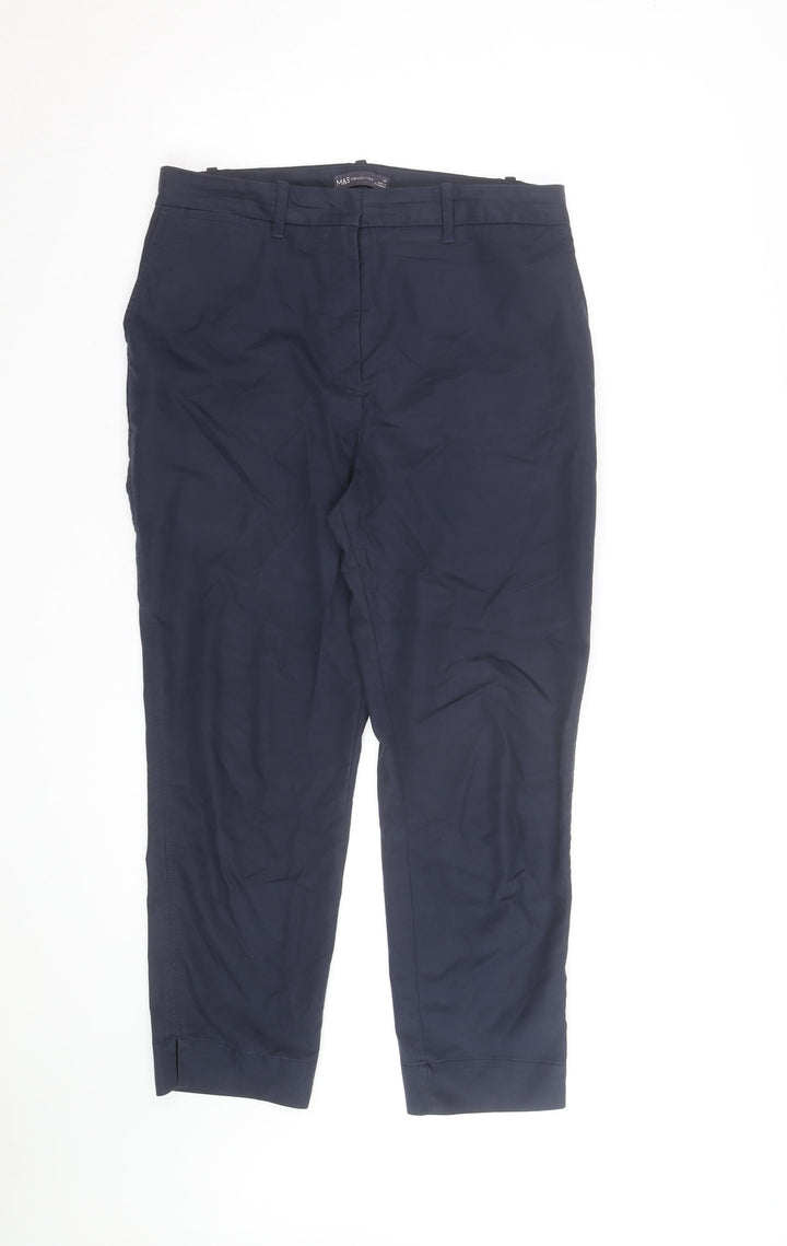 Marks and Spencer Women’s Navy Chino Trousers Size 14 Regular Fit