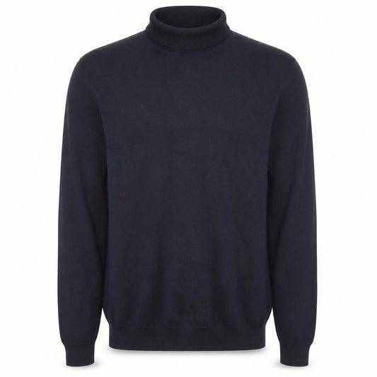 Front view of H&M Men's Blue Slim Fit Roll Neck Knit Jumper L