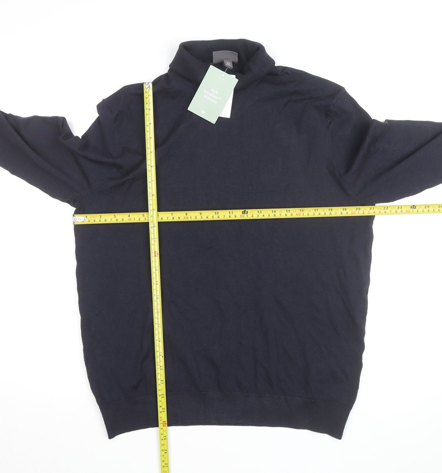 H&M Men's Blue Slim Fit Roll Neck Knit Jumper L