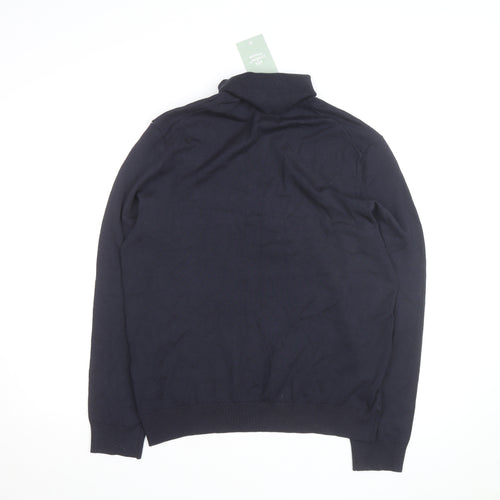 H&M Men's Blue Slim Fit Roll Neck Knit Jumper L